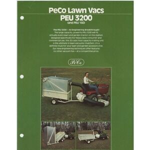 Vintage 1981 PeCo Lawn Vacs PEU 3200 PEU 160 Sales Brochure Literature